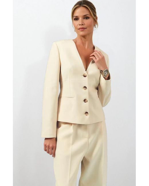 River Island Natural V Neck Button Front Blazer