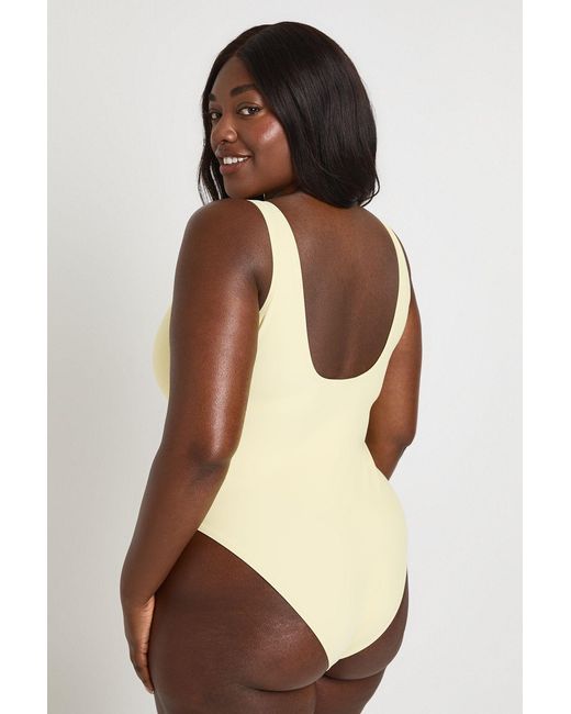 Boohoo Brown Plus Essentials Scoop Neck Swimsuit