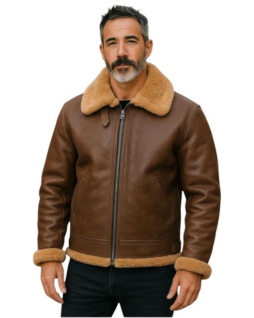 Infinity Leather Brown Ginger B3 Ww2 Sheepskin Flying Aviator Jacket-Paarl for men