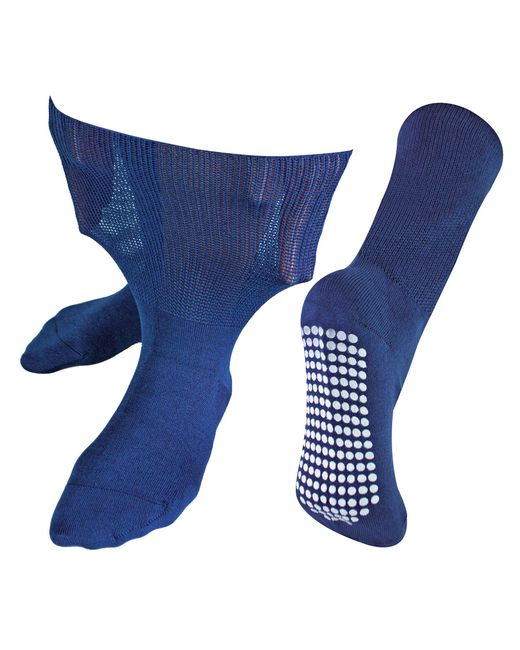 Dr.Socks Blue Extra Wide Oedema Socks With Non Slip Grips for men