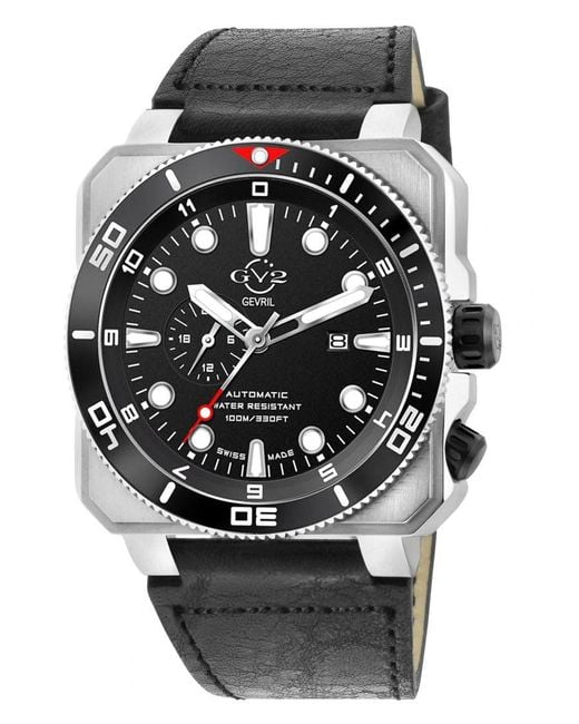 Gv2 Black Xo Submarine, Swiss Automatic Dial Genuine Italian Handmade Leather Watch for men