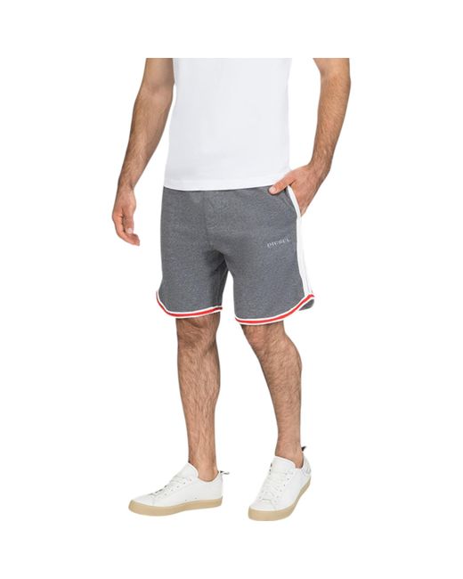 DIESEL Gray Umlb Pan Fleece Shorts Gym Running Jogging Bermuda Half Pants for men