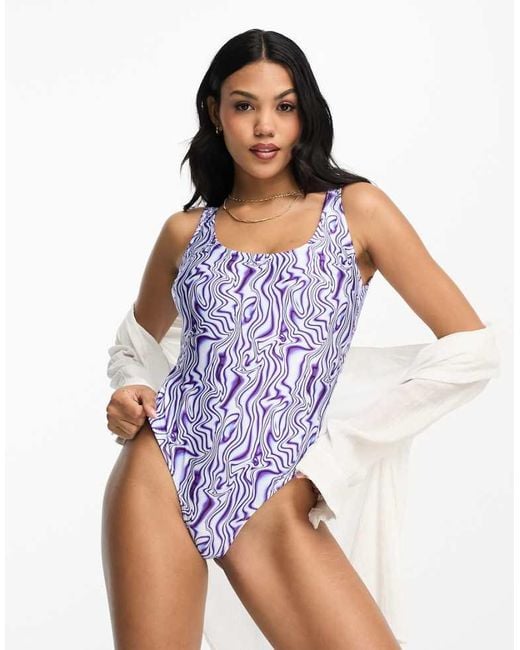ASOS Purple Fuller Bust Scoop Neck Swimsuit