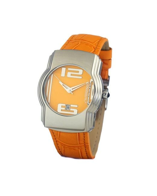 Chronotech Orange Leather Watch