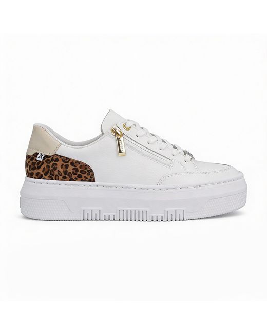 Rieker White Enya Court Trainers Multi Leather