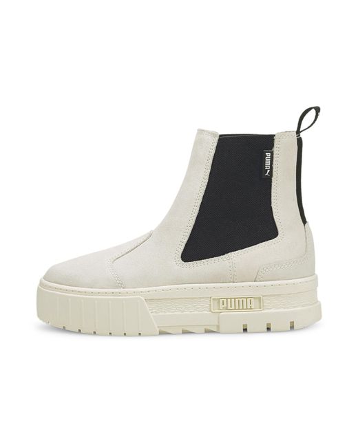 PUMA White Mayze Suede Chelsea Boots