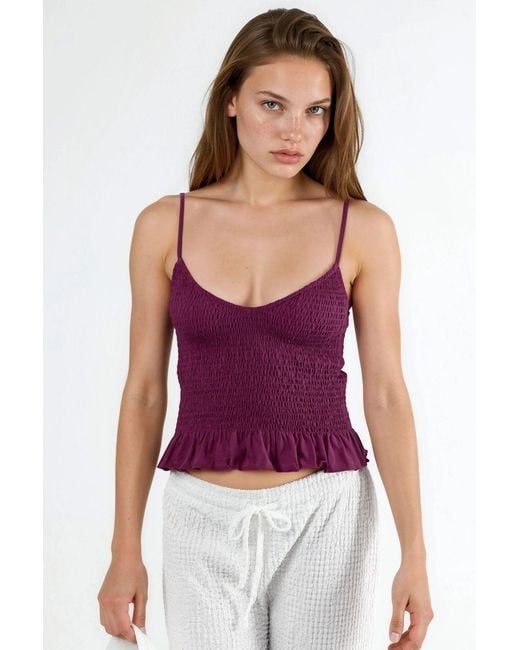 Busem Purple Frilly V-Neck Crop Blouse