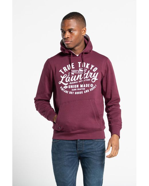 Tokyo Laundry Red Cotton Blend Hoody for men