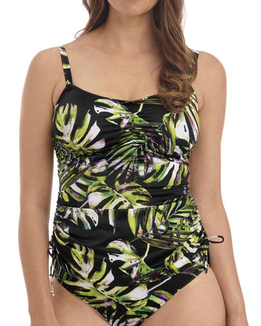 Fantasie Black Palm Valley Adjustable Side Tankini Top Nylon