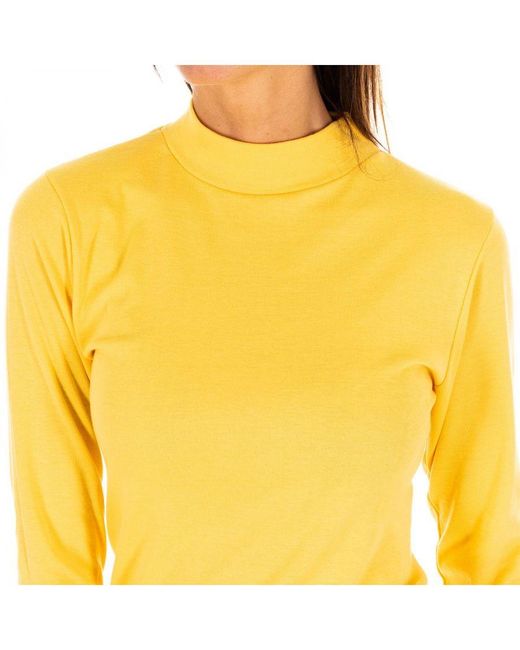 Kisses&Love Yellow Long-Sleeved T-Shirt With Half-High Collar 1625-M