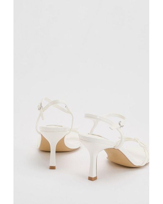 Oasis Natural Scarlett Faux Leather 2 Part Bow Trim Medium Heeled Sandals