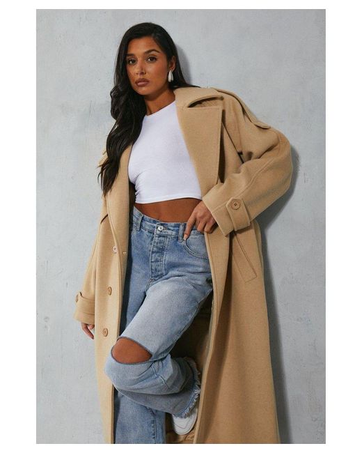 MissPap Natural Premium Oversized Wool Look Trench Coat