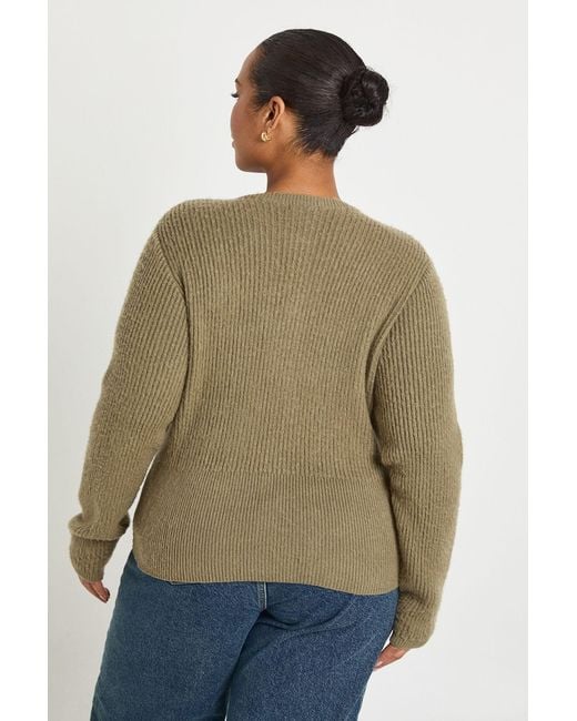 Boohoo Blue Plus Cinched Button Down Soft Cardigan