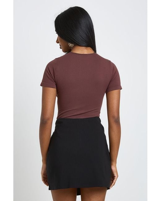 Boohoo Red Bengaline Wrap Skort