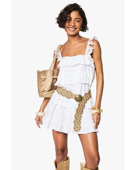 Boohoo White Tall Lace Ruffle Mini Dress