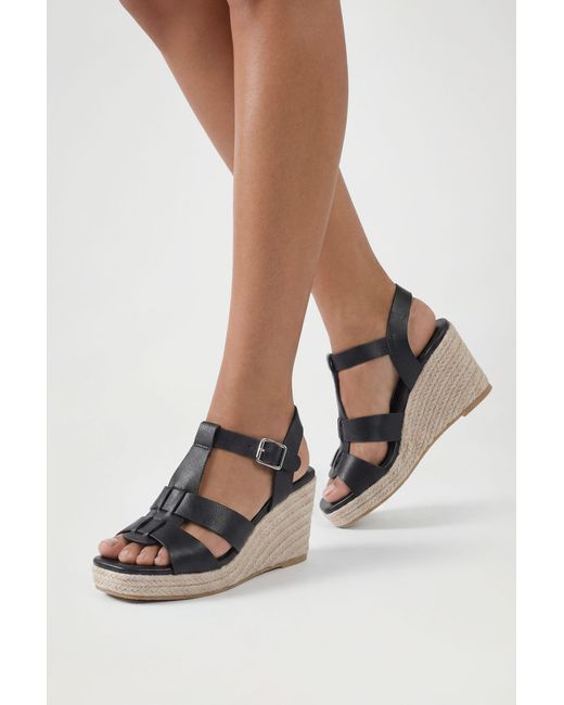 Boohoo Black Extra Wide Fit T Bar Strappy Wedges