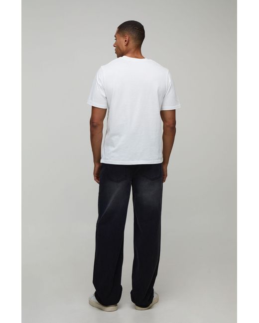 BoohooMAN Black Patchwork Relaxed Fit Stacked Jeans for men
