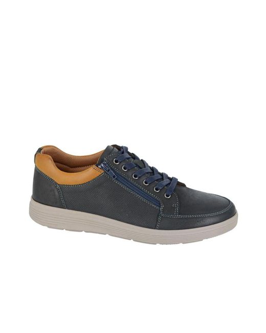 Route 21 Blue R21 Ridgeway Leather Trainers for men