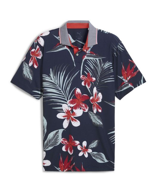 PUMA Blue Mattr Luau Short Sleeve Performance Polo Shirt for men