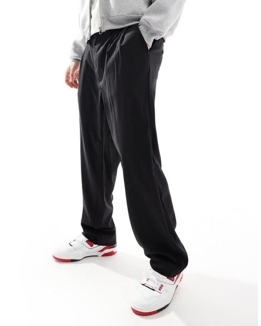 Jack & Jones Gray Wide Fit Pleat Front Smart Trouser for men
