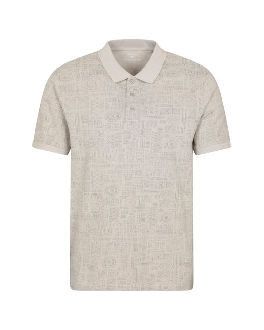 Mountain Warehouse White 'Dawnay Pique' Slub Textured Polo Shirt Comfy Casual T-Shirt Cotton for men