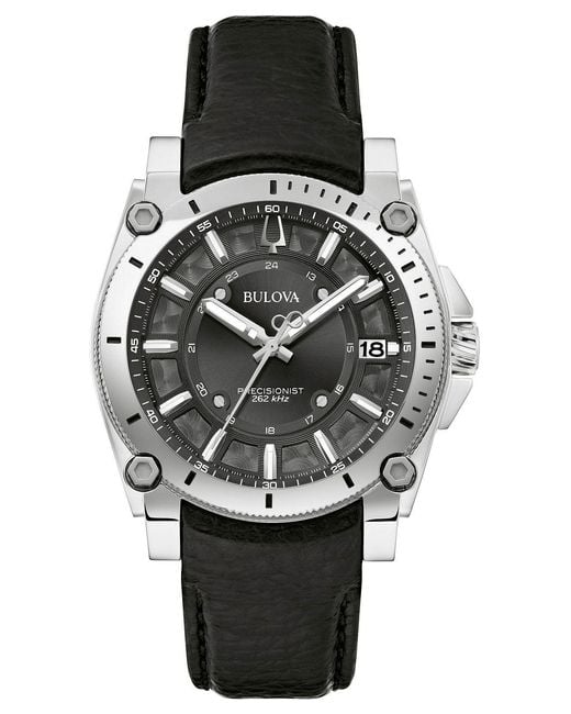 Bulova Black Precisionist Icon Watch 96B416 Leather (Archived) for men