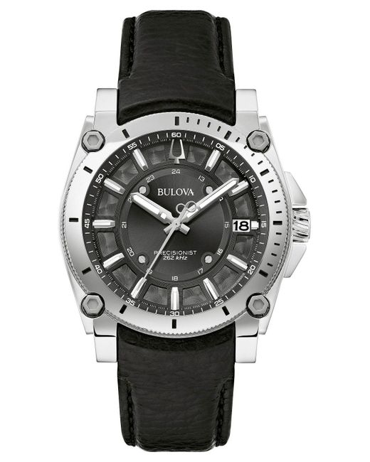 Bulova Black Precisionist Icon Watch 96B416 Leather (Archived) for men