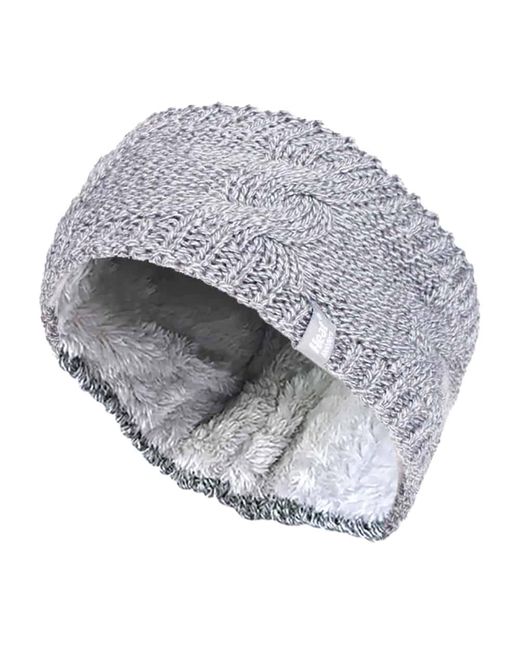 Heat Holders Gray Ladies Cable Knitted Fleece Lined Thermal Winter Ear Warmer Headband