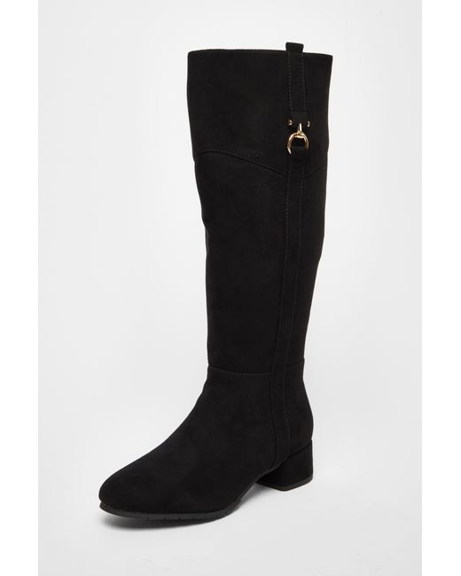 Quiz Black Wide Fit Faux Suede Boots