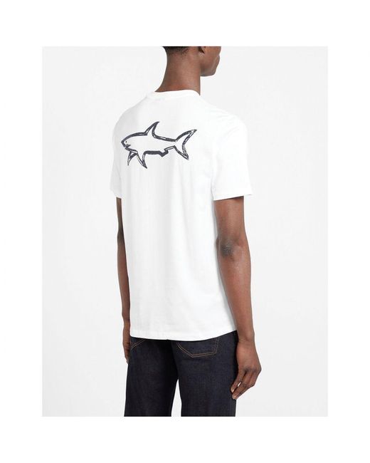 Paul & Shark White Arch Printed Logo Organic Cotton T-Shirt for men