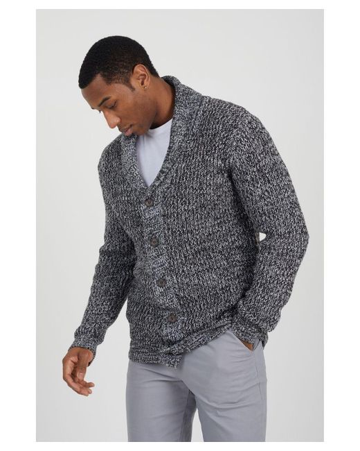 Brave Soul Shawl Neck Chunky Knit Cardigan in Grey for Men Lyst UK