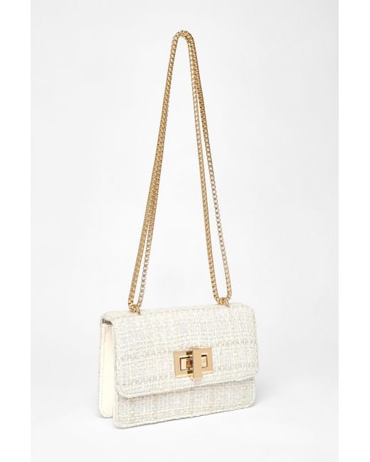 Quiz Natural Boucle Cross Body Bag