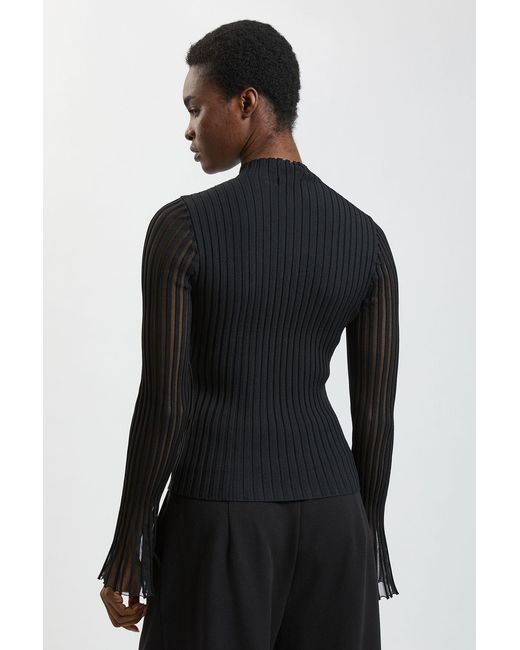 Karen Millen Black Viscose Blend Filament Knitted Top