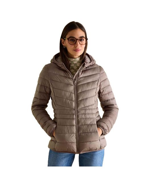 Joules Brown Kenley Full Zip Quilted Hooded Coat