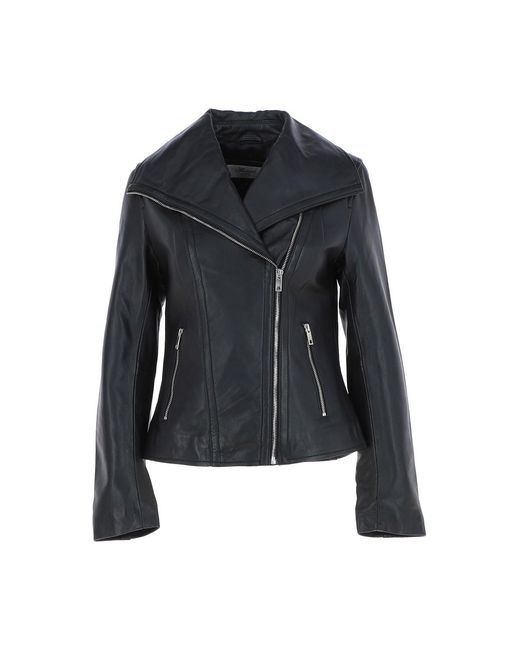 Ashwood Leather Black 'Isabella' Real Wide Collar Biker Jacket