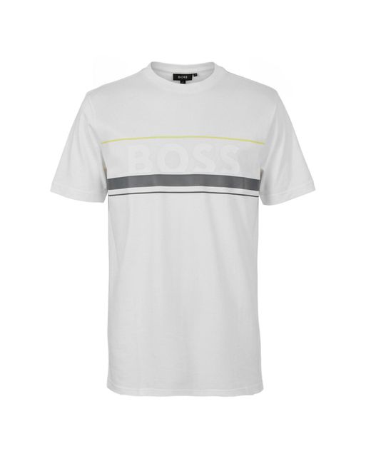Boss White Hbg Zone Signature Logo T-Shirt for men
