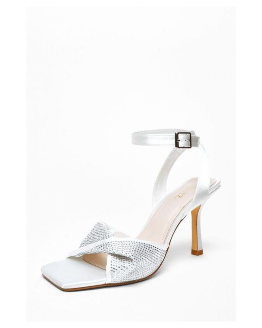 Quiz White Bridal Diamante Twist Heeled Sandals