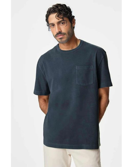 Secret Label Blue Heavy Cotton Pocket T-Shirt for men