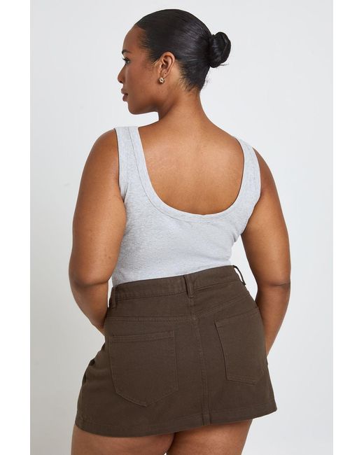 Boohoo Brown Plus Denim Mini Skirt
