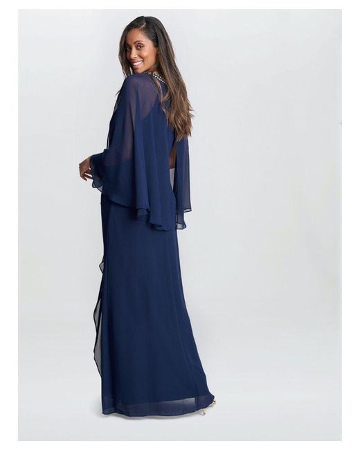 Gina Bacconi Blue Polly Maxi Halter Neck Dress