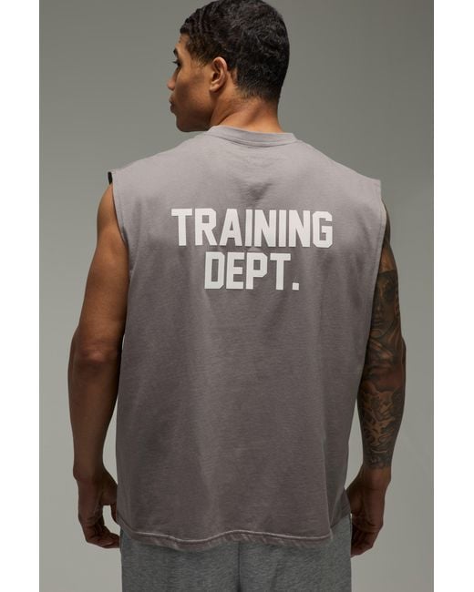BoohooMAN Gray Training Dept Drop Arm Hole Tank for men