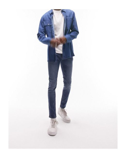 Topman Blue Essential Spray On Jeans for men