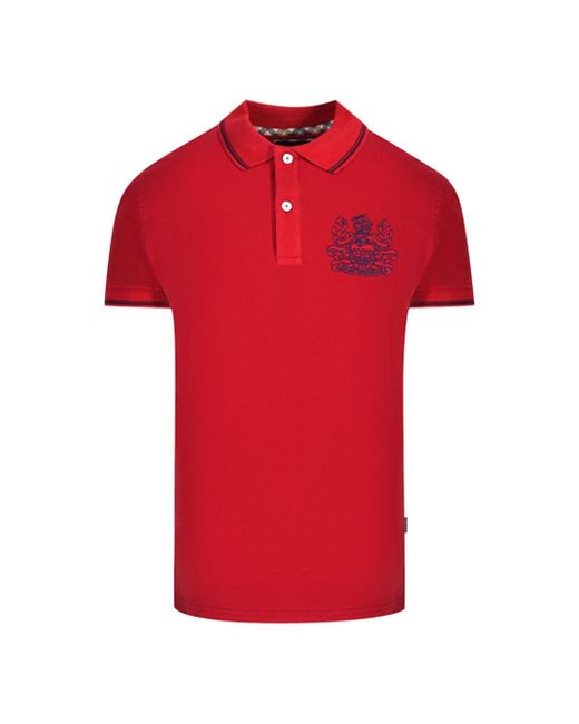 Aquascutum Red Aldis Tipped Polo Shirt Cotton for men