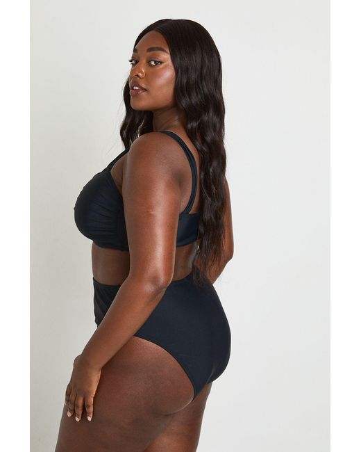 Boohoo Blue Plus Knot Front Top & High Waist Bottom Bikini Set