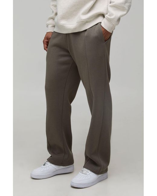BoohooMAN Gray Straight Fit Pintuck Washed Jogger for men