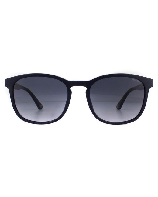Police Blue Square Shiny Full Smoke Gradient Sunglasses for men