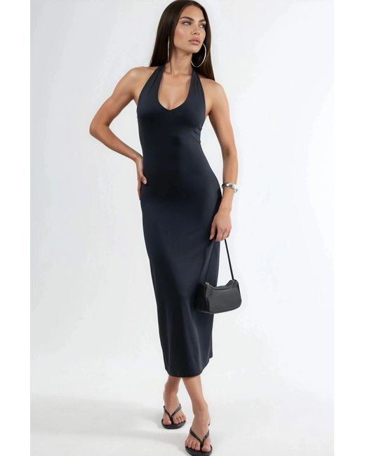 Hiccup Blue Halter Neck Midi Bodycon Dress