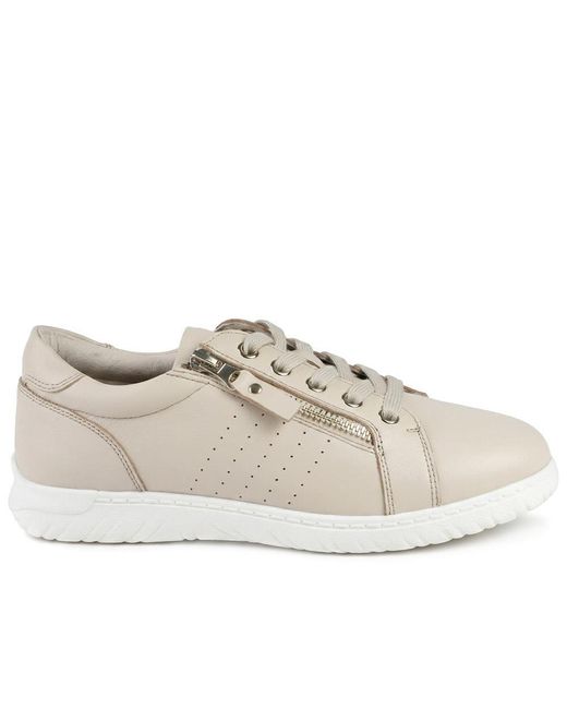 Jones Bootmaker White Buttercup Leather Zip & Lace Trainers