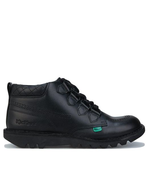 Kickers Black Kick Mid Quilt Leather Shoes
