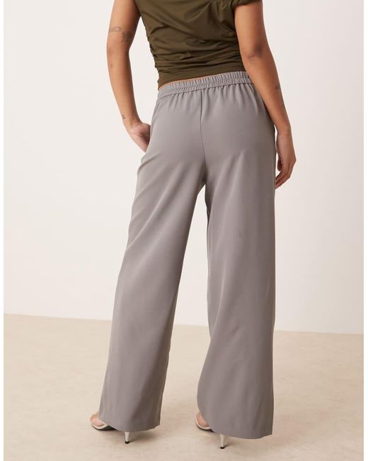 Jdy Gray Petite Asymmetric Button Wide Leg Trousers